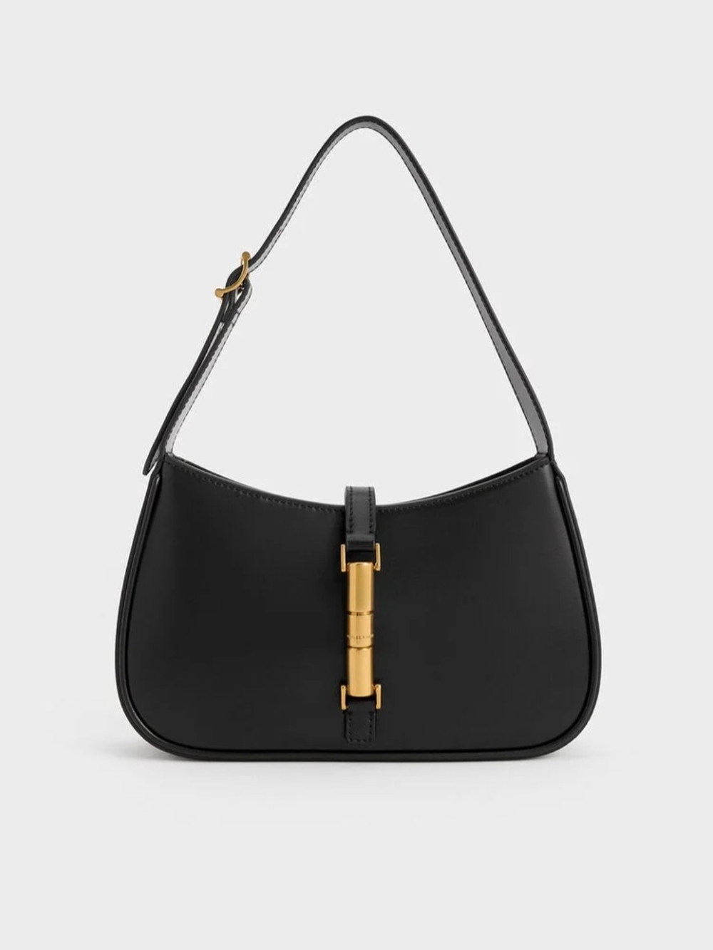 Classic Black Shoulder Bag with Gold Hardware